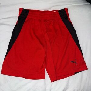 Puma Boys Red Athletic Shorts with Black Side Panels